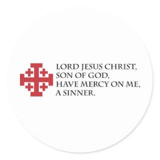 Jesus Prayer with Jerusalem Cross Classic Round Sticker