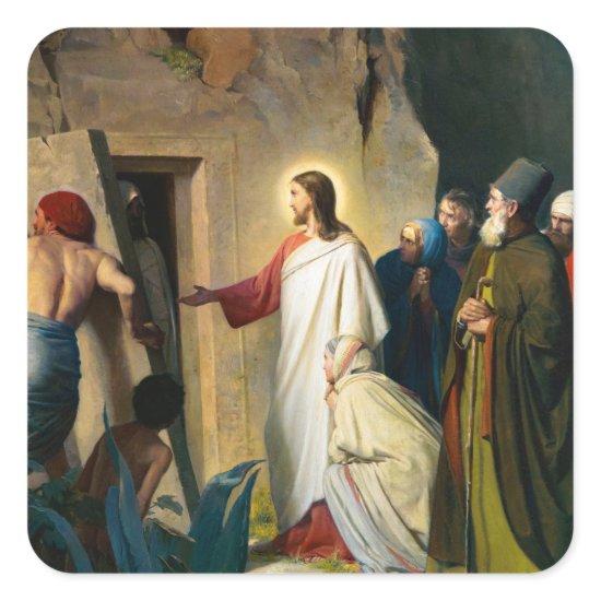 Jesus Raising of Lazarus by Carl Bloch Square Sticker