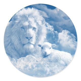 JESUS THE LAMB AND JESUS THE LION CLASSIC ROUND STICKER