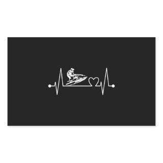Jet Ski Heartbeat Heart Line Rectangular Sticker