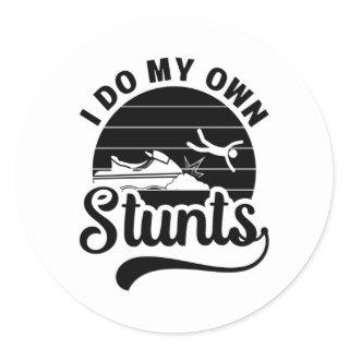 Jet Skiing I Do My Own Stunts Jet Ski Retro Jetski Classic Round Sticker