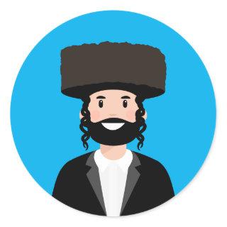 Jewish Man in Shtreimel hat Classic Round Sticker