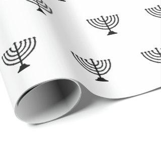 Jewish menorah black and white pattern Hanukkah