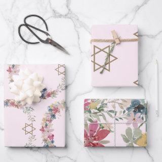 Jewish Star Of David Elegant Pink Floral   Sheets