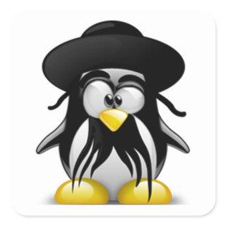 Jewish Tux (Linux Tux) Square Sticker