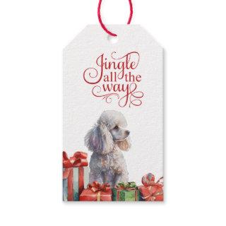 Jingle All the Way White Poodle Christmas Gift Tags