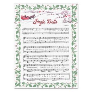 Jingle Bells Holly Border Sleigh Vintage Decoupage Tissue Paper