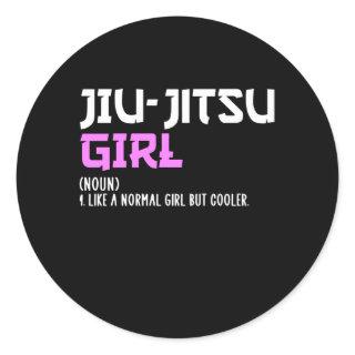 jiu-jitsu girl classic round sticker