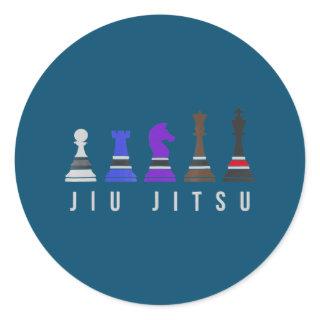 jiu jitsu training   chess, gift  bjj with text. classic round sticker