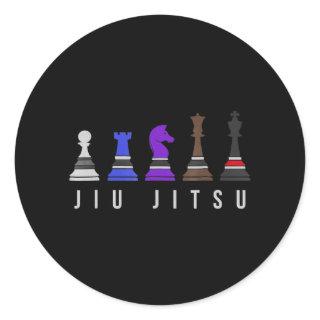 jiu jitsu training   chess, gift  bjj with text. classic round sticker