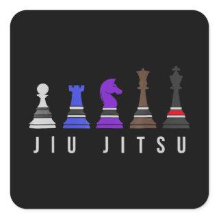 jiu jitsu training   chess, gift  bjj with text. square sticker