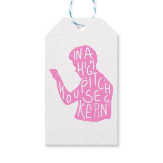 JJs silhouette housekeeping quote  in pastel pink  Gift Tags
