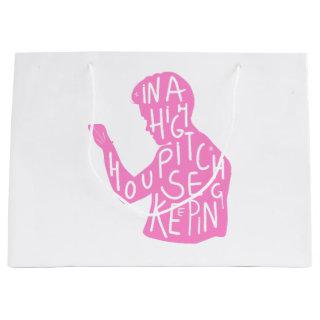 JJs silhouette housekeeping quote  in pastel pink  Large Gift Bag