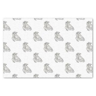 Jockey Riding Thoroughbred Horse Mono Line Tissue Paper