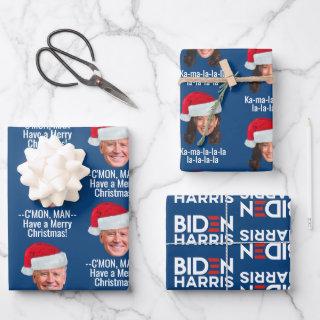 Joe Biden Kamala Harris Santa Hat Merry Christmas  Sheets