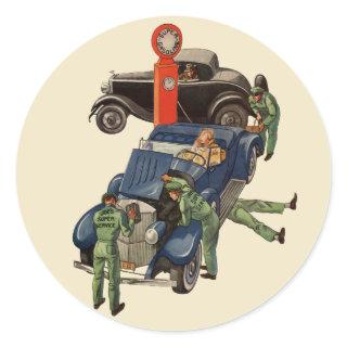 Joe's Full Service Gas Station, Vintage Business Classic Round Sticker