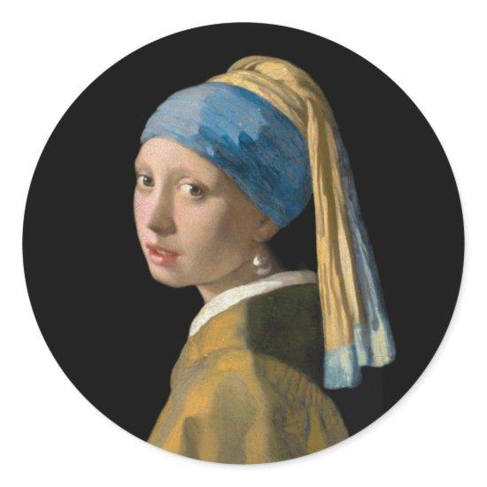 Johannes Vermeer - Girl with a Pearl Earring Classic Round Sticker