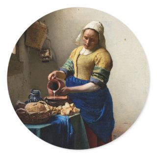 Johannes Vermeer - The Milkmaid Classic Round Sticker
