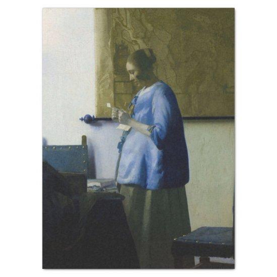 Johannes Vermeer - Woman in Blue Reading a Letter Tissue Paper