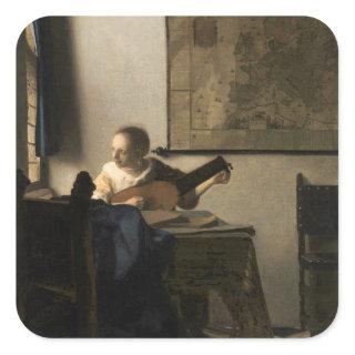 Johannes Vermeer - Young Woman with a Lute Square Sticker