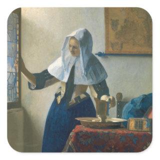 Johannes Vermeer Young Woman with a Water Pitcher Square Sticker