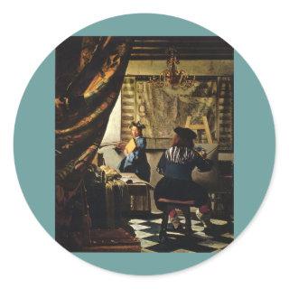 Johannes Vermeer's The Art of Painting circa 1668 Classic Round Sticker