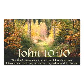 John 10:10 I have come that they may have life Rectangular Sticker