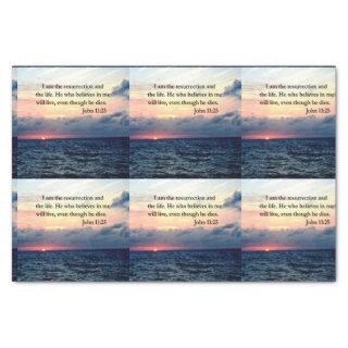 JOHN 11:25 SUNRISE OVER THE OCEAN PHOTO TISSUE PAPER