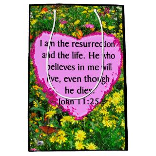 JOHN 11:25 YELLOW WILD FLOWERS MEDIUM GIFT BAG