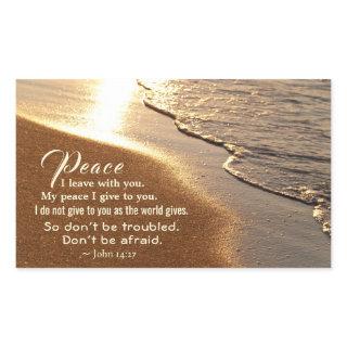 John 14:27 Jesus words, "Peace I leave with you," Rectangular Sticker