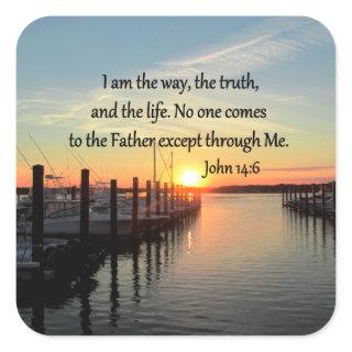 JOHN 14:6 SUNSET PHOTO DESIGN SQUARE STICKER