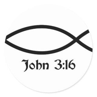 John 3:16 Fish Classic Round Sticker