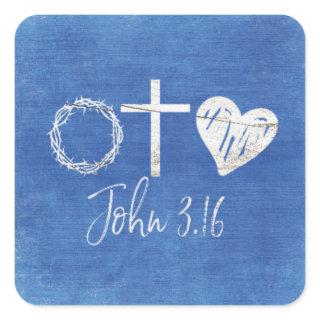 John 3.16 Symbols Christian Square Sticker