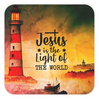 John 8 Jesus is the Light of the World Lighthouse  Square Sticker