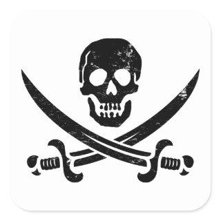 John Rackham (Calico Jack) Pirate Flag Jolly Roger Square Sticker