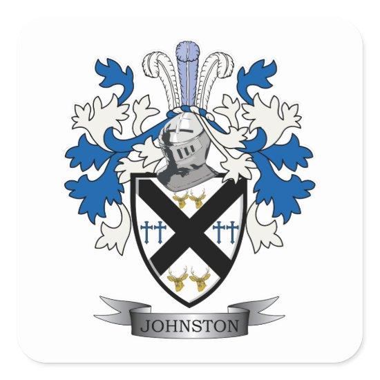 Johnston Family Crest Coat of Arms Square Sticker