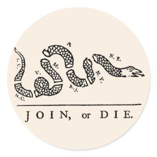 Join or Die Classic Round Sticker