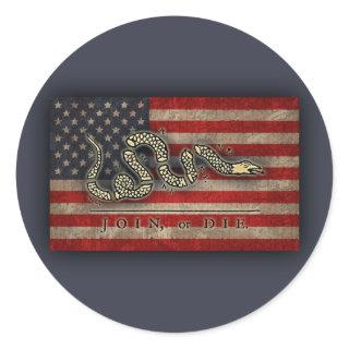 Join, Or Die -Flag Classic Round Sticker