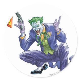 Joker with fake gun classic round sticker