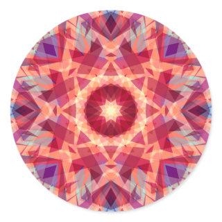 Jolly Bright Red Golden Christmas Star Decorative  Classic Round Sticker