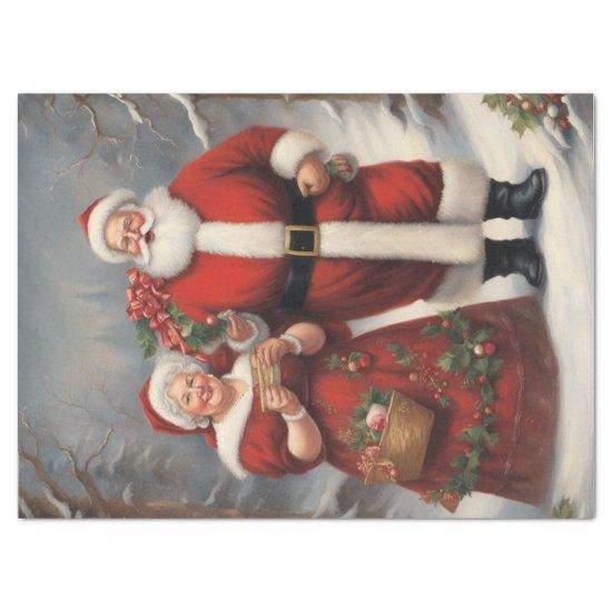 Jolly Couple: Mr. and Mrs. Claus Decoupage Delight Tissue Paper
