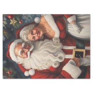 Jolly Couple: Mr. and Mrs. Claus Decoupage Delight Tissue Paper