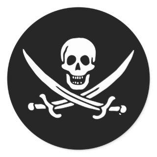 Jolly roger pirate flag classic round sticker