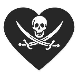 Jolly roger pirate flag heart sticker