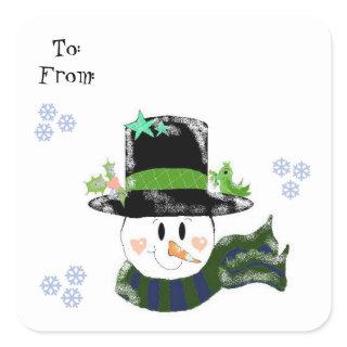 Jolly Snowman Square Sticker