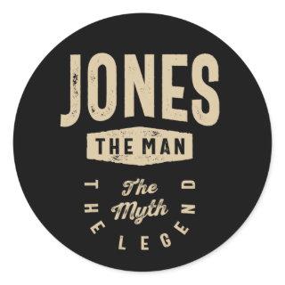 Jones The Man The Myth The Legend Classic Round Sticker
