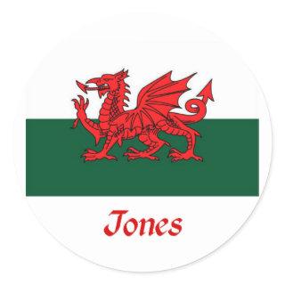 Jones Welsh Flag Classic Round Sticker