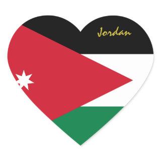 Jordan Heart Sticker, Patriotic Jordanian Flag Heart Sticker