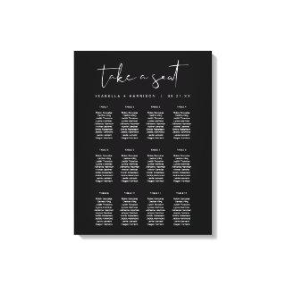 JOVI Black Edgy Modern Minimalist Seating Chart Canvas Print