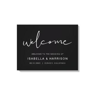 JOVI Edgy Black Modern Minimalist Wedding Welcome Canvas Print